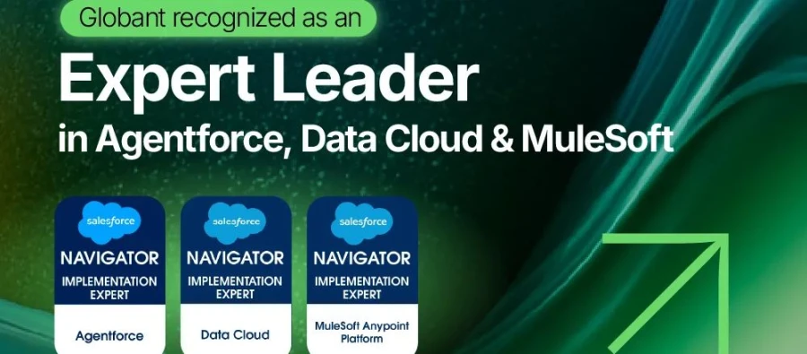 Globant es reconocido como socio experto de Salesforce por su dominio de MuleSoft, Data Cloud y Agentforce